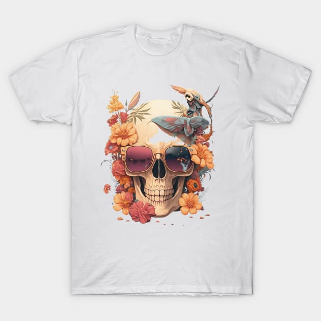 skull and flowers T-Shirt by CreativeThink